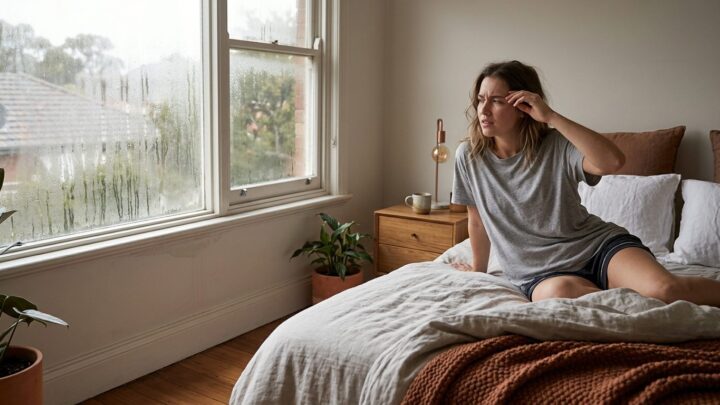 Soveværelse med kondens på vinduet og tegn på dårligt indeklima