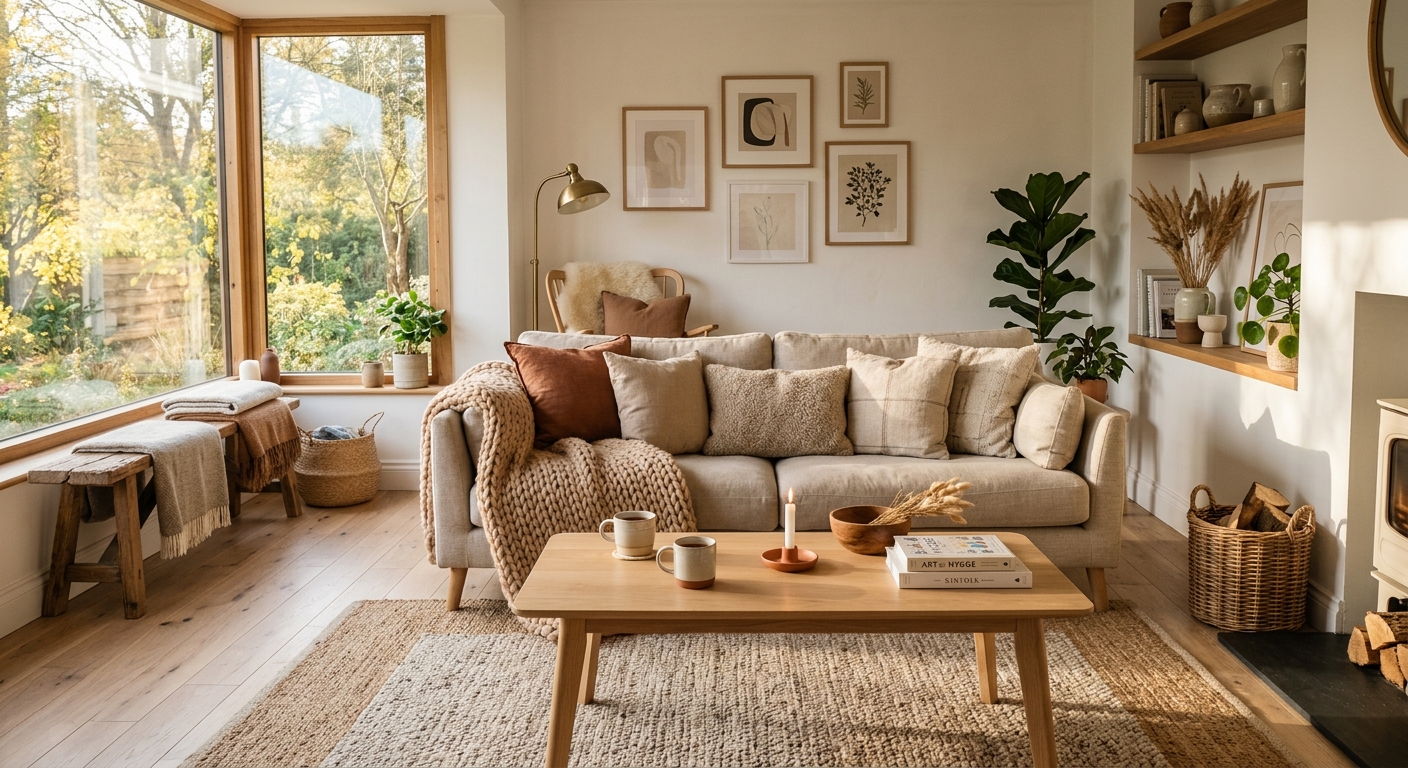 Nordisk design møder varme farver i moderne boligindretning