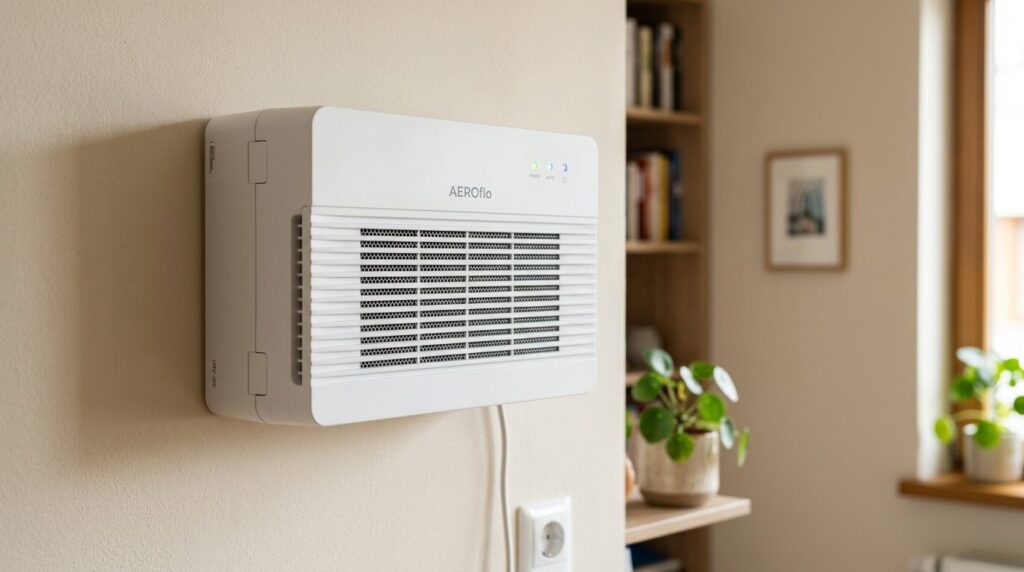 Close-up detailed view of a compact decentralized ventilatio