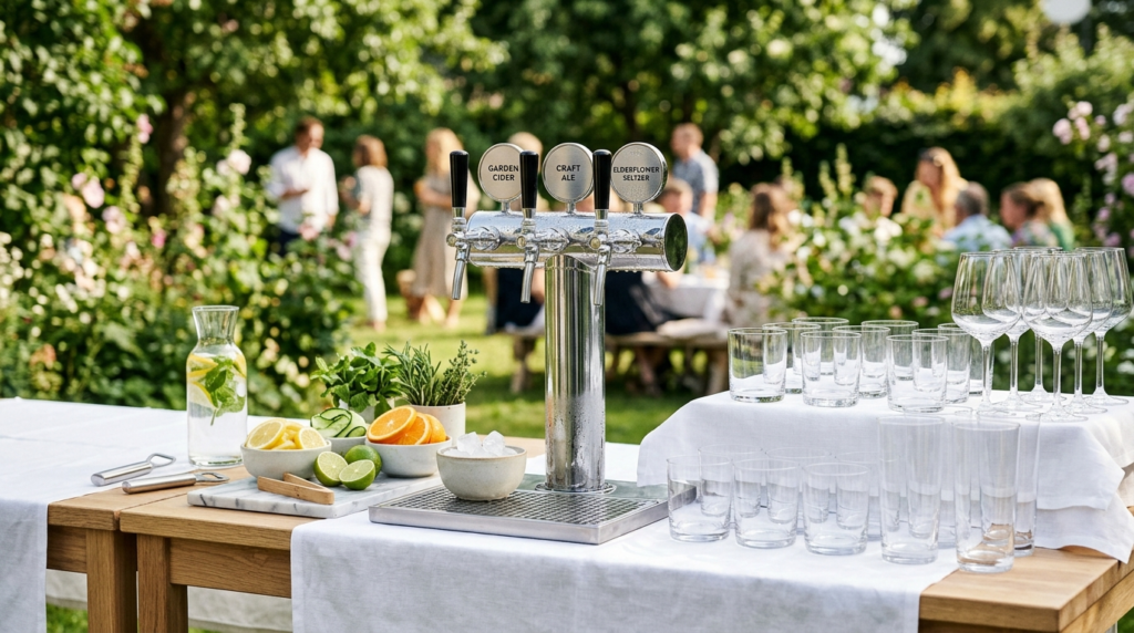 Close-up detail shot of a modern professional beverage renta