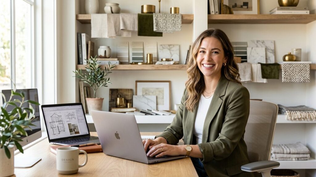 Young female interior designer or home business owner smilin