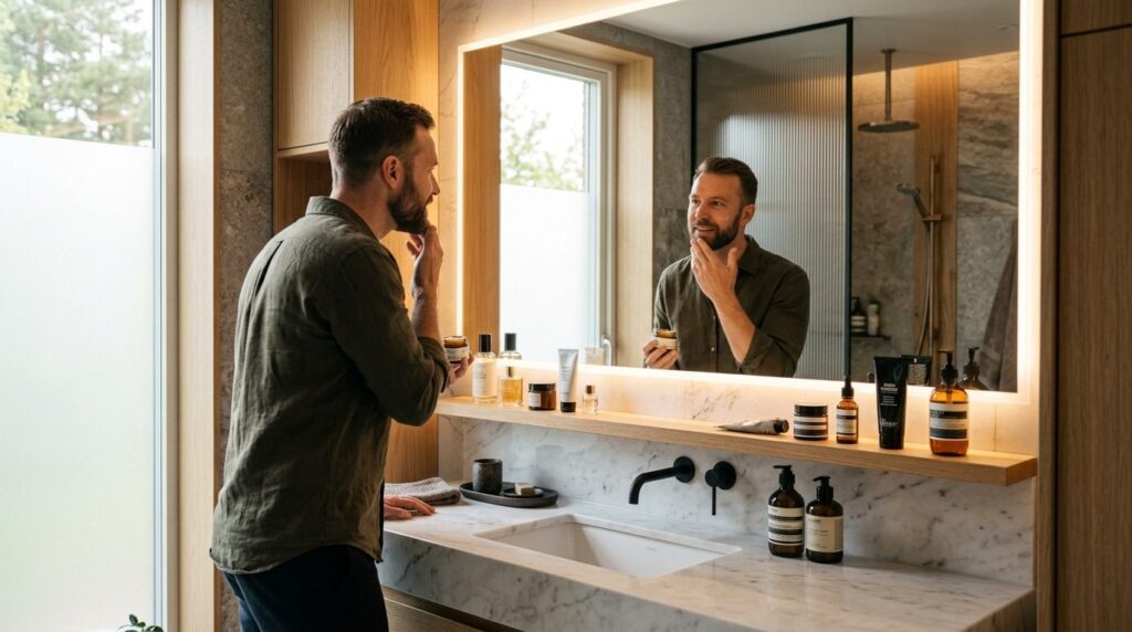 Modern luxury bathroom or wellness spa setting with minimali